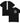 Black t-shirt with white graphic design on a white background