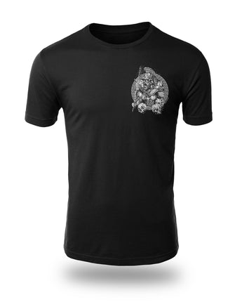 Mars The Vengeful Iron Imperium Logo black t-shirt left chest white design