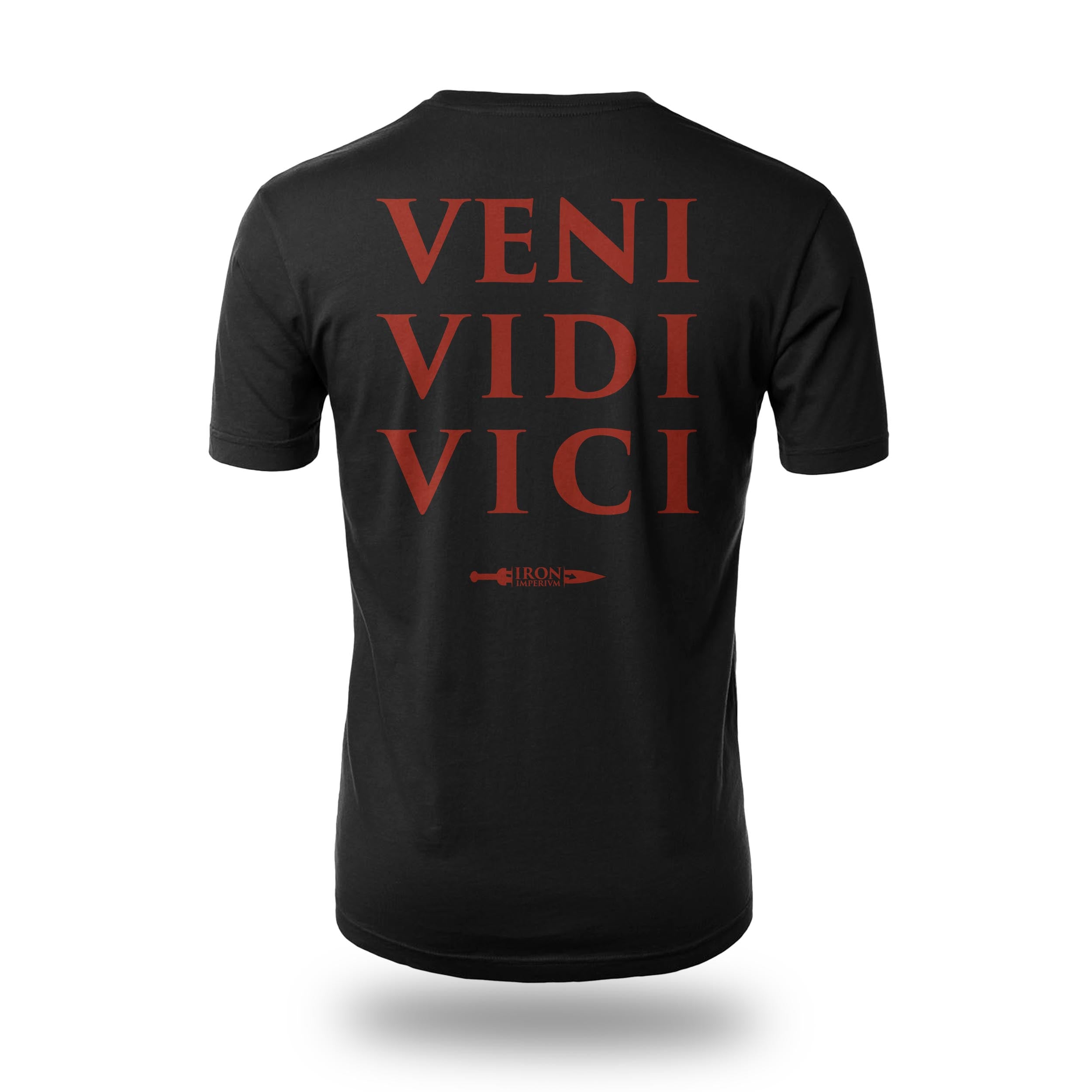 Immortal Praetorian Veni Vidi Vici black t-shirt left chest dark red design