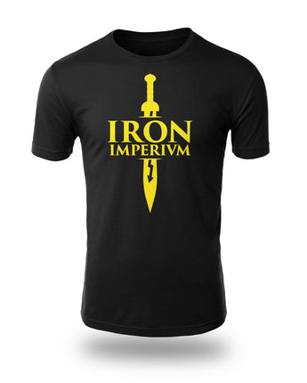 Iron Imperium Logo Veni Vidi Vici black t-shirt yellow design