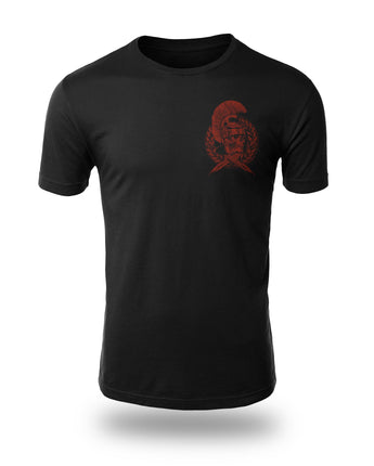 Immortal Praetorian Iron Imperium Logo black t-shirt left chest dark red design