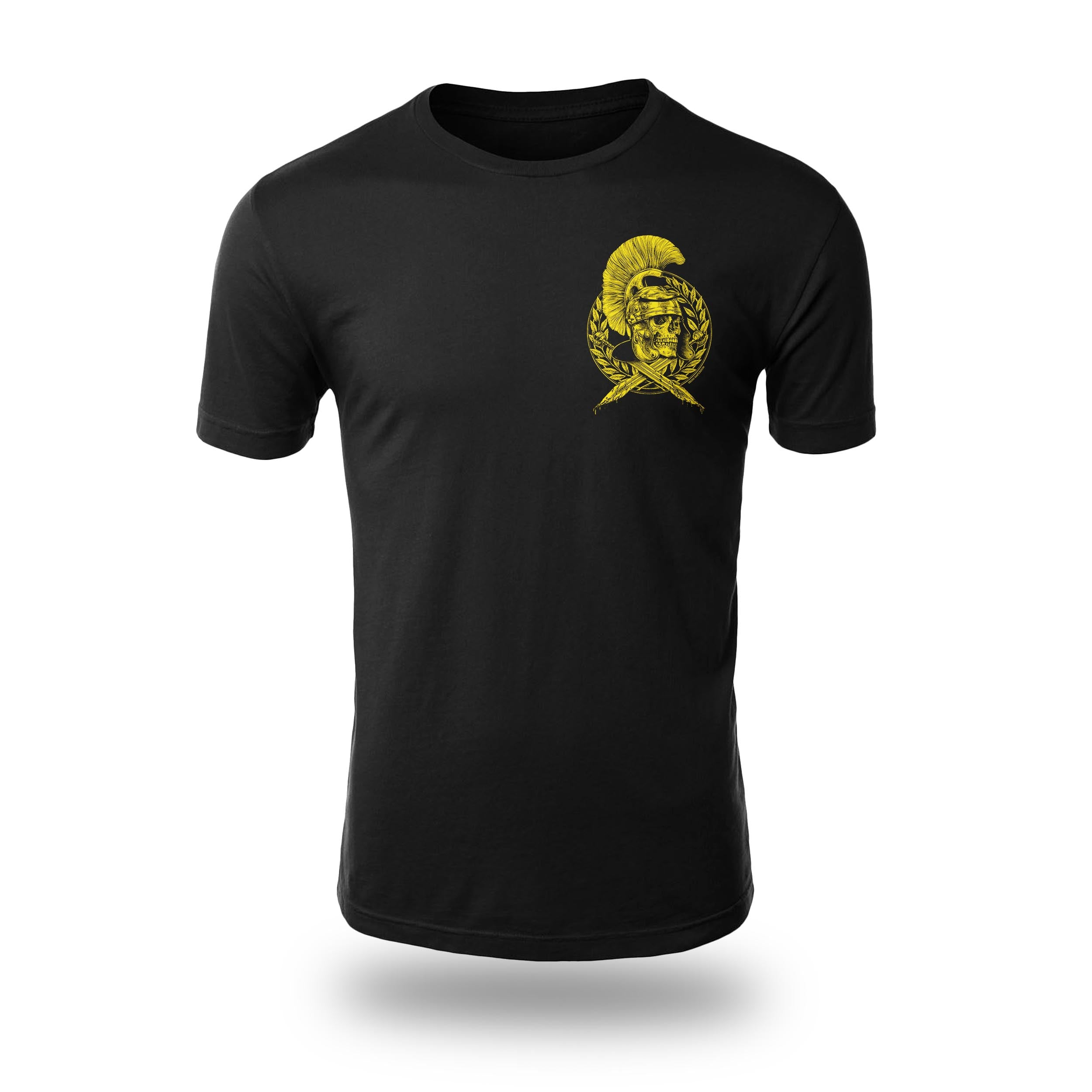 Immortal Praetorian Veni Vidi Vici black t-shirt left chest yellow design