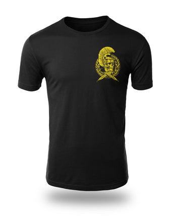 Immortal Praetorian Iron Imperium Logo black t-shirt left chest yellow design